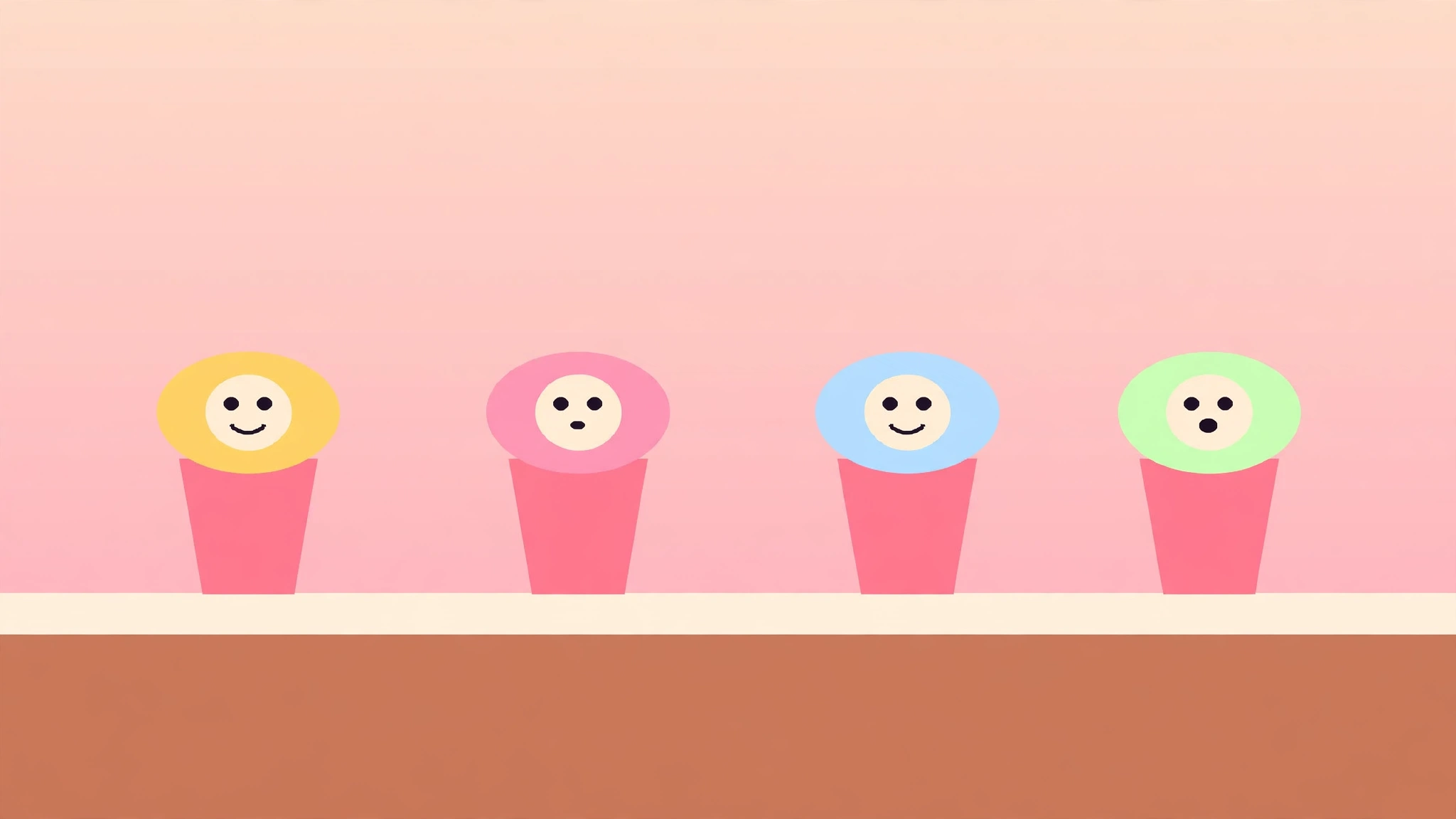 Mood Muffin Shop — a bakery counter stacked with mood muffins